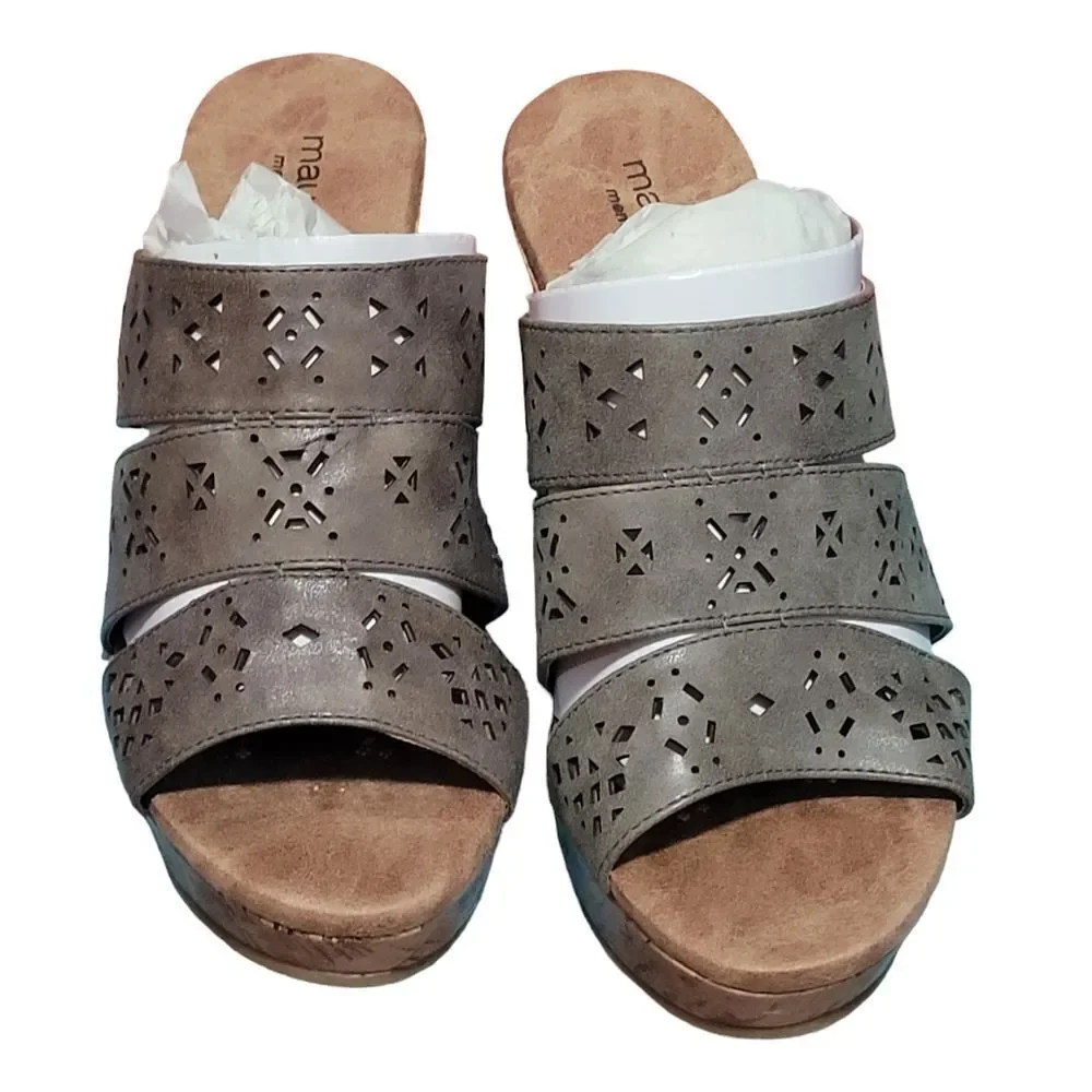 Maurice Bria wedge slip on die-cut strappy sandal